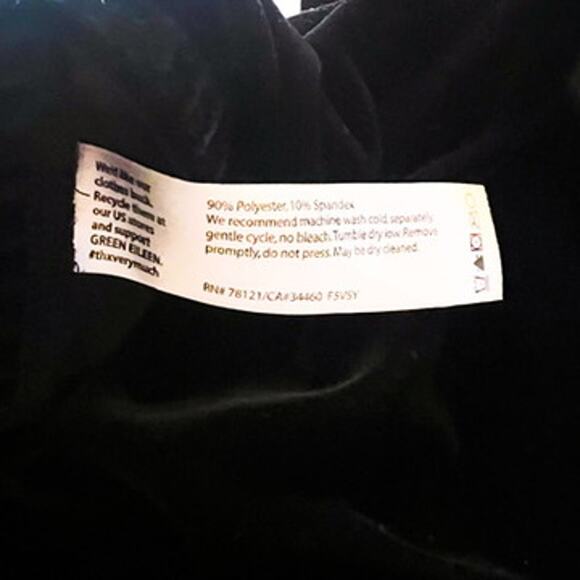 Eileen Fisher Velvet Washable Stretch Ankle Leggings M Black Pull On Holiday - Picture 9 of 9